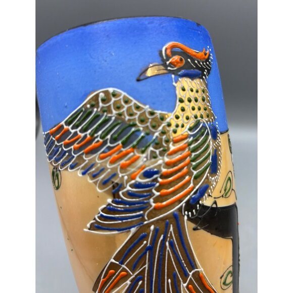 Vtg Hotta Yu Shoten Japan Lusterware Ceramic Wall Pocket Vase Hand Painted Bird - Picture 2 of 7
